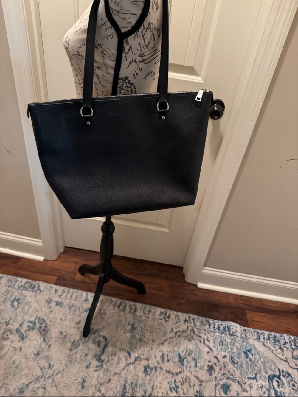 Coach Black Leather Zip Tote with Silver Hardware and Wallet - Picture 2 of 9